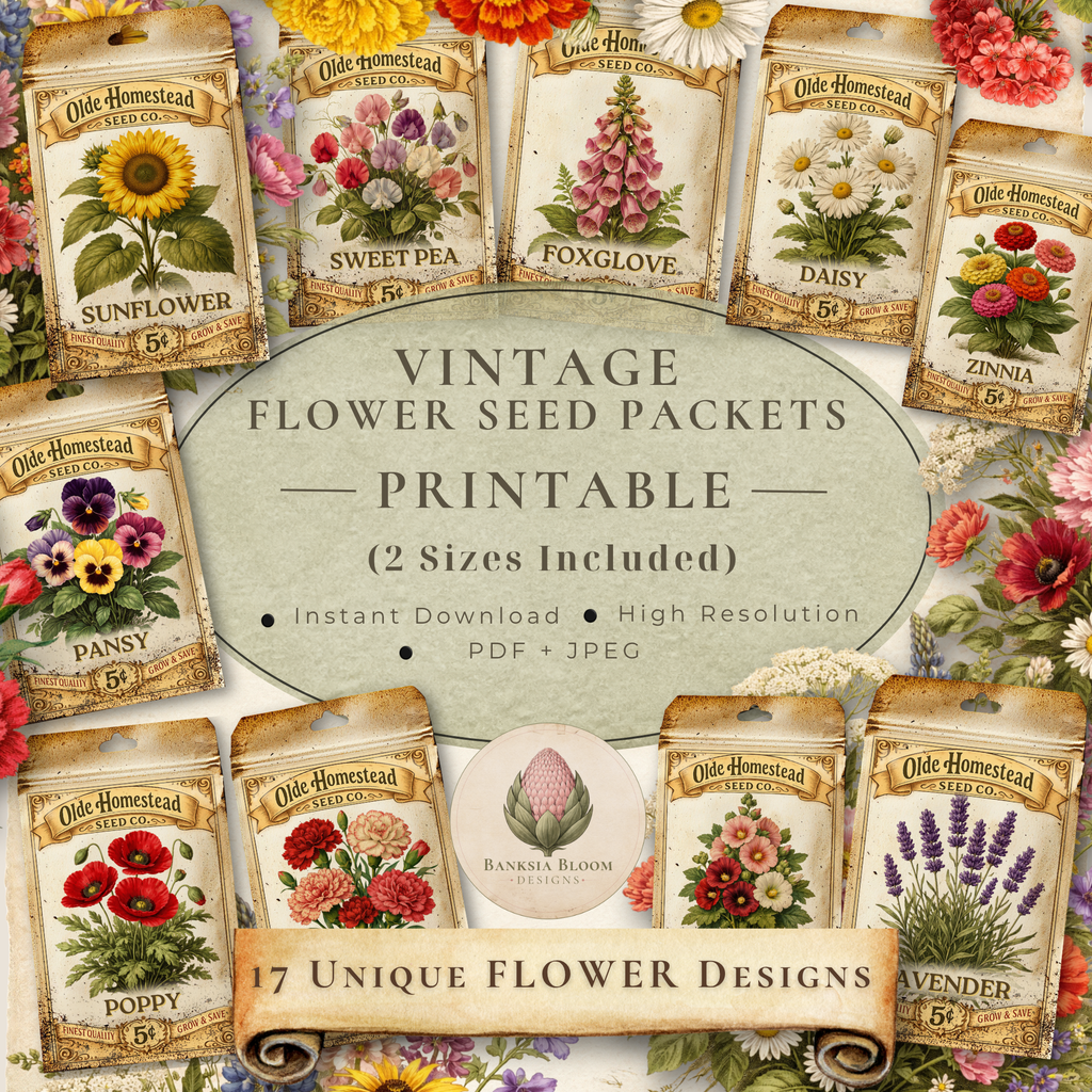 Printable - Vintage Flower Seed Packets