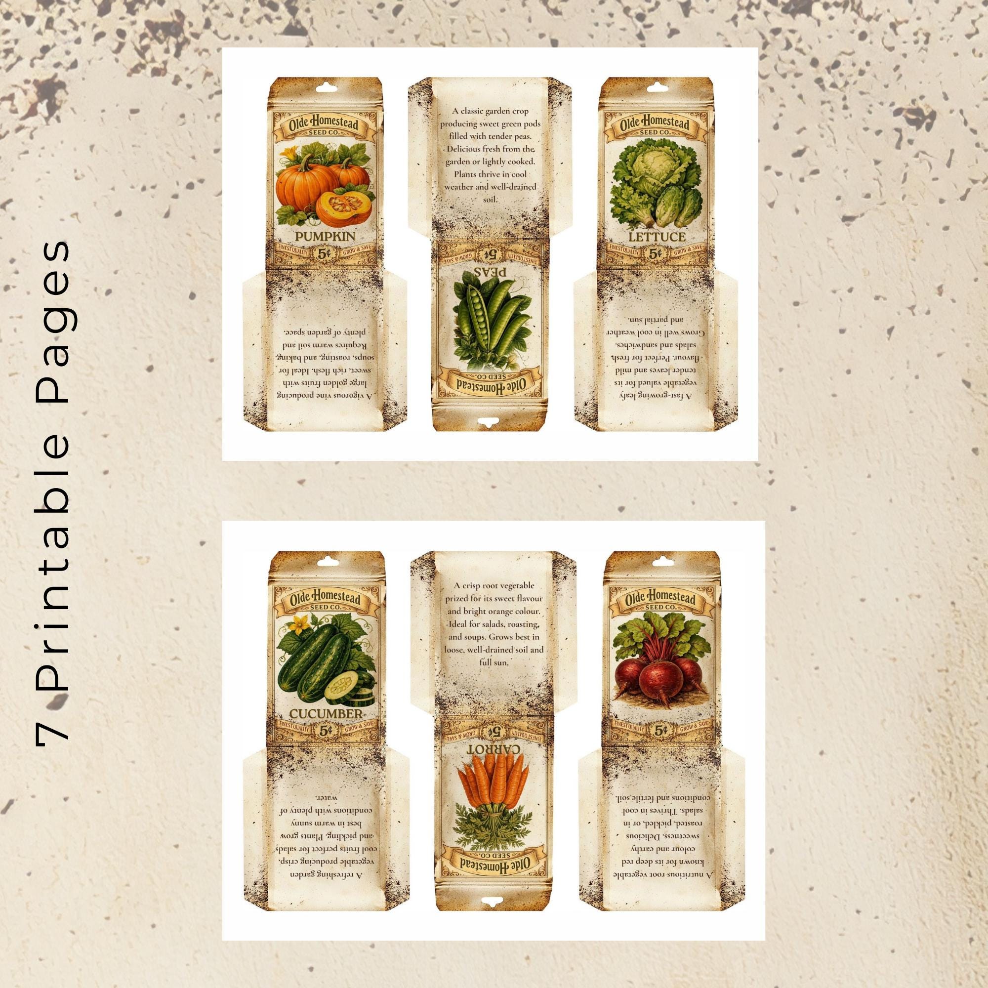 Printable - Vintage Vegetable Seed Packets