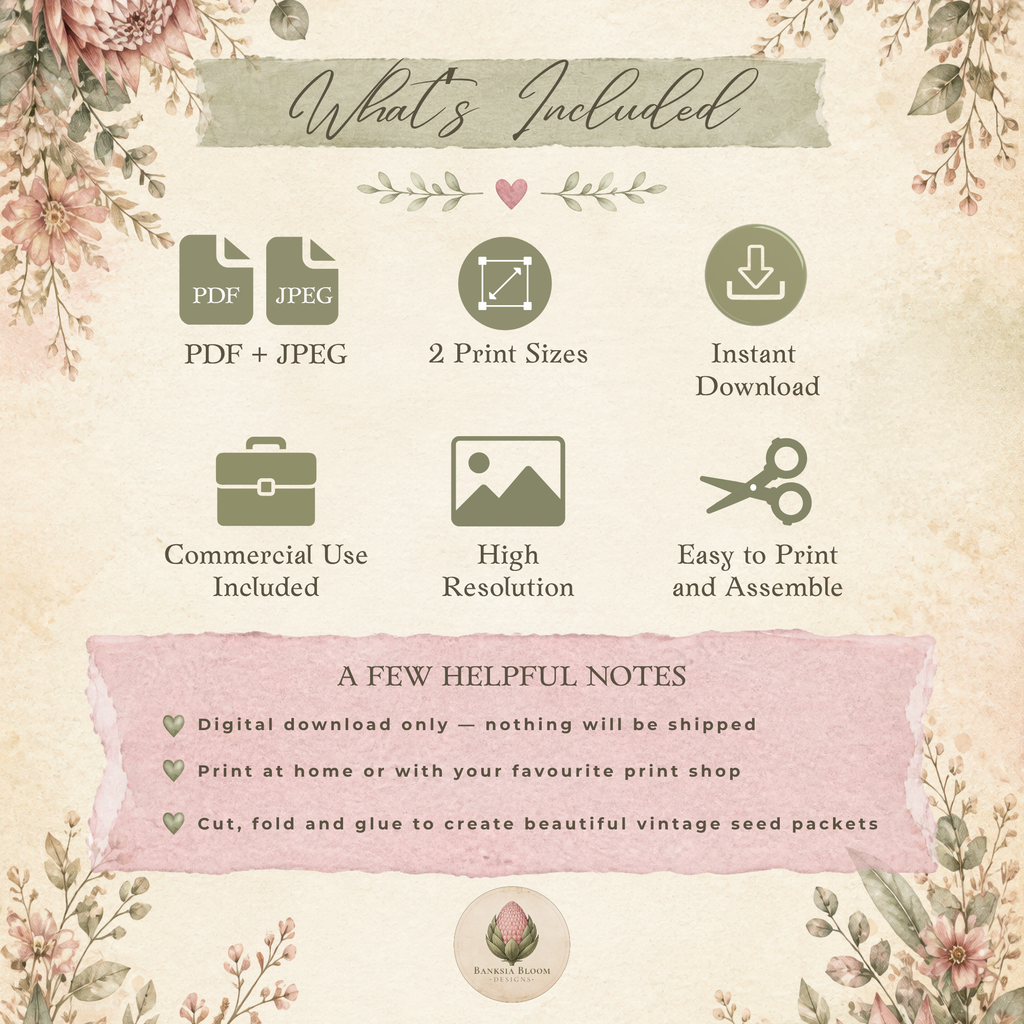 Printable - Vintage Vegetable Seed Packets