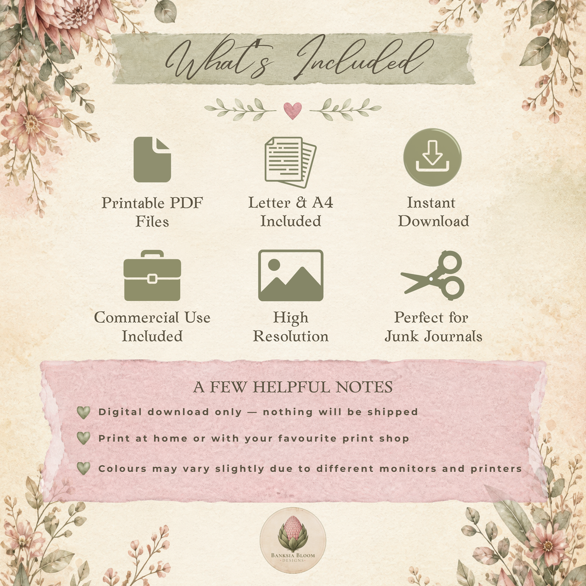 Printable Journal Pages - Hummingbird Garden