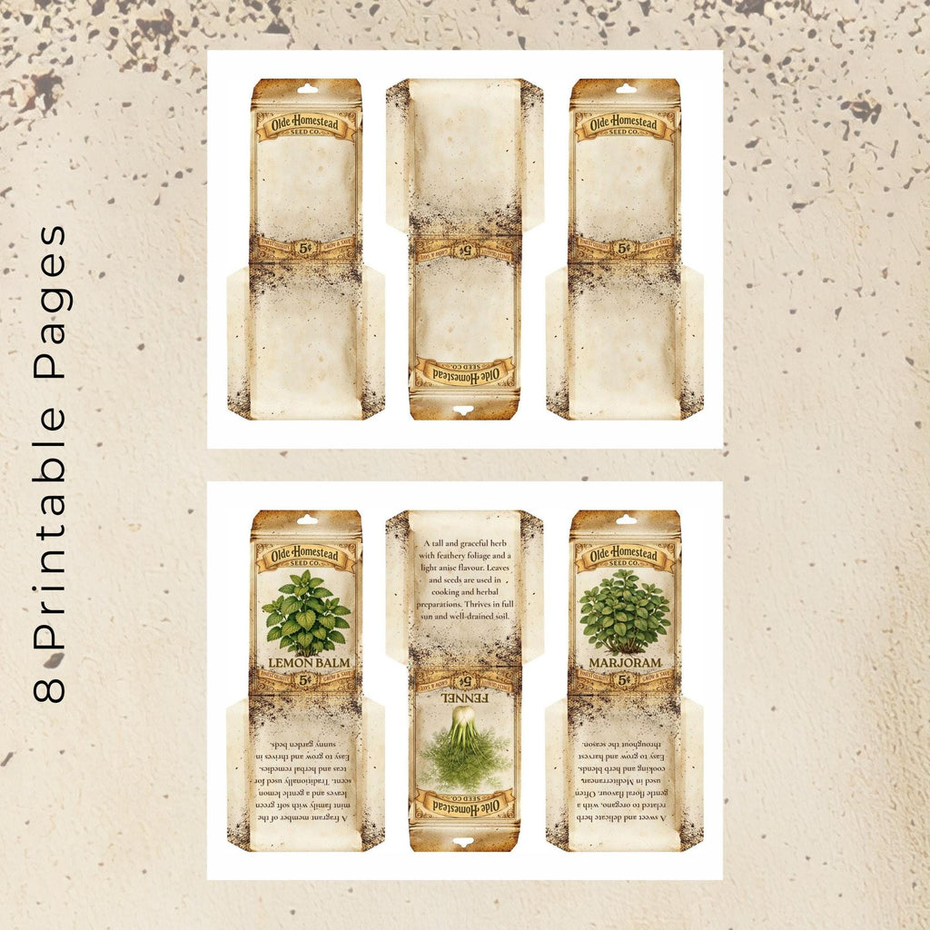 Printable - Vintage Herb Seed Packets