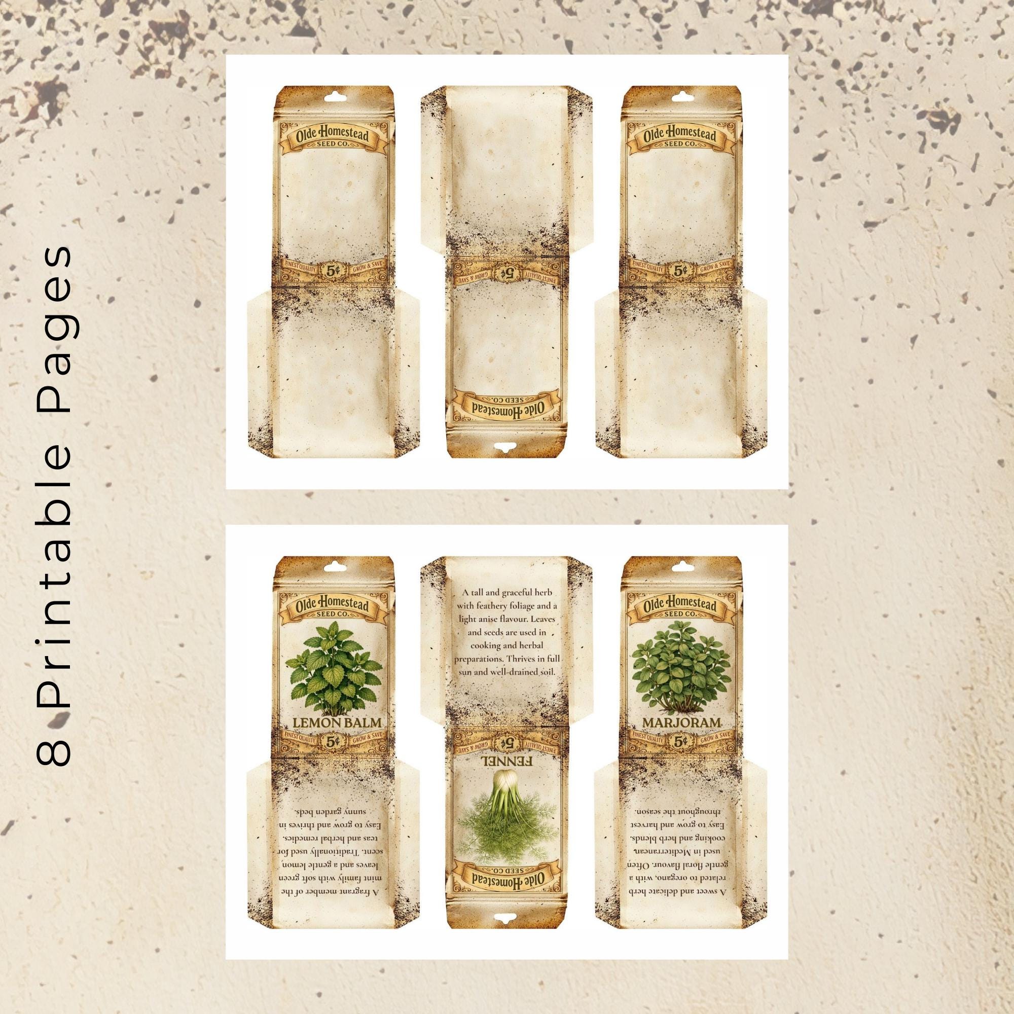Printable - Vintage Herb Seed Packets