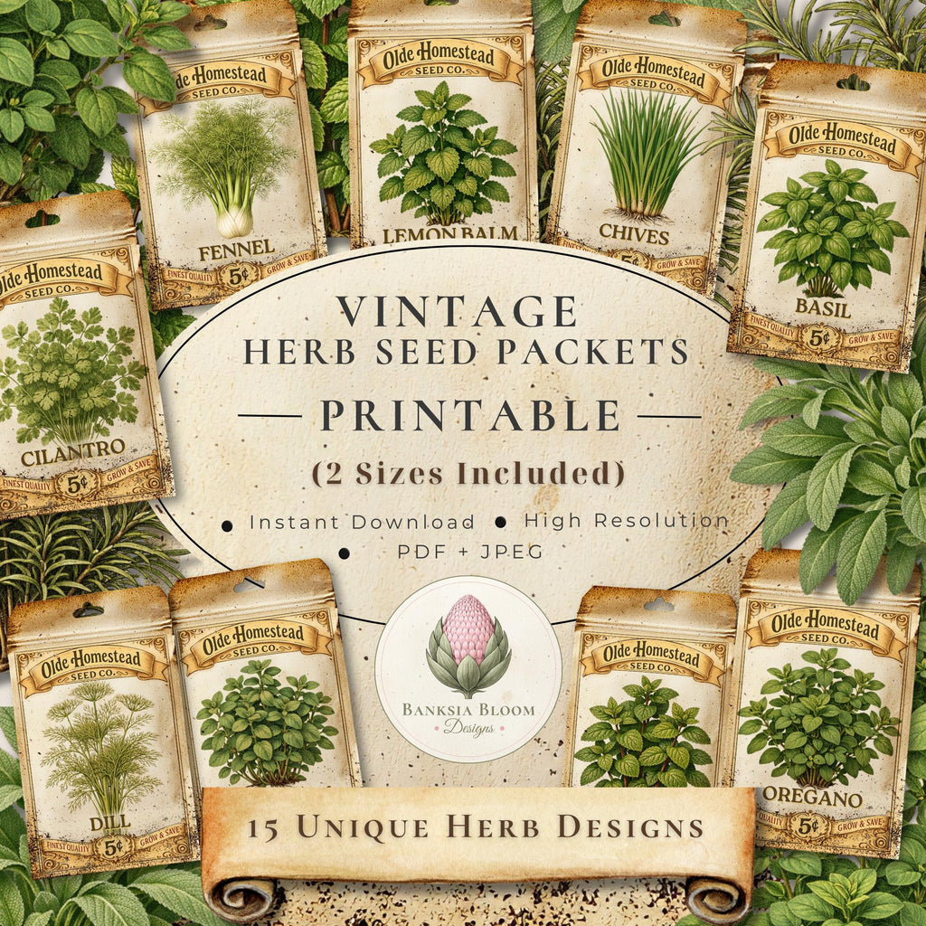 Printable - Vintage Herb Seed Packets