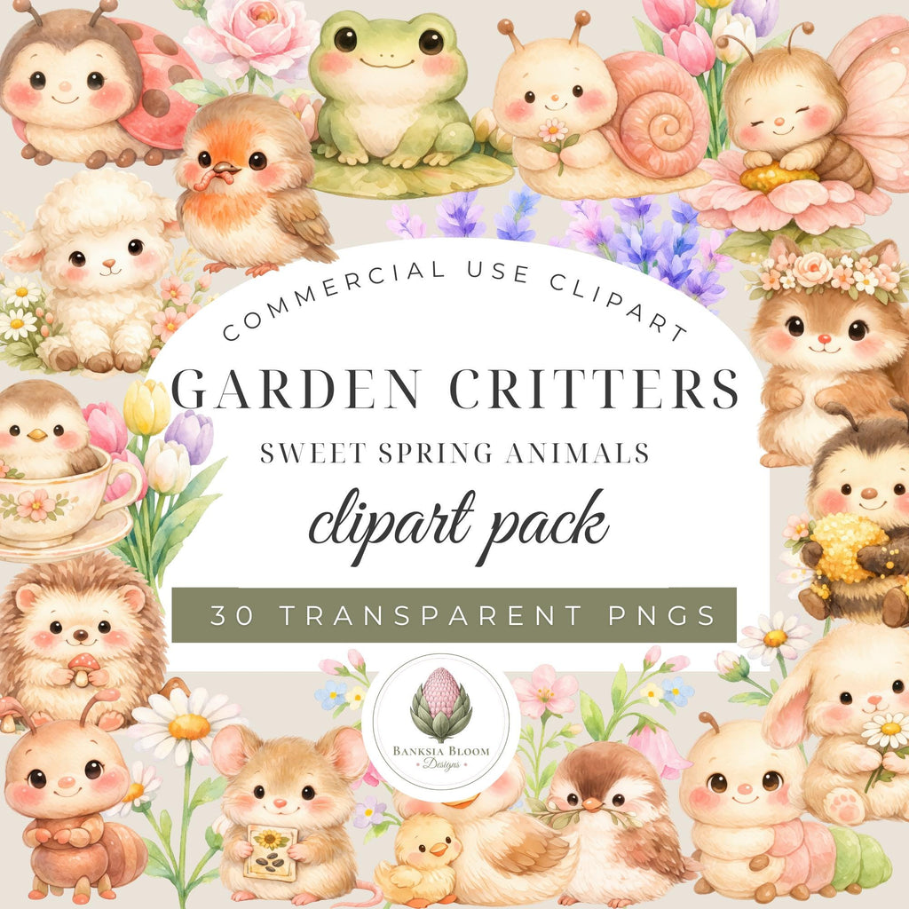 Clipart - Commercial Use PNG Bundle - Garden Critters