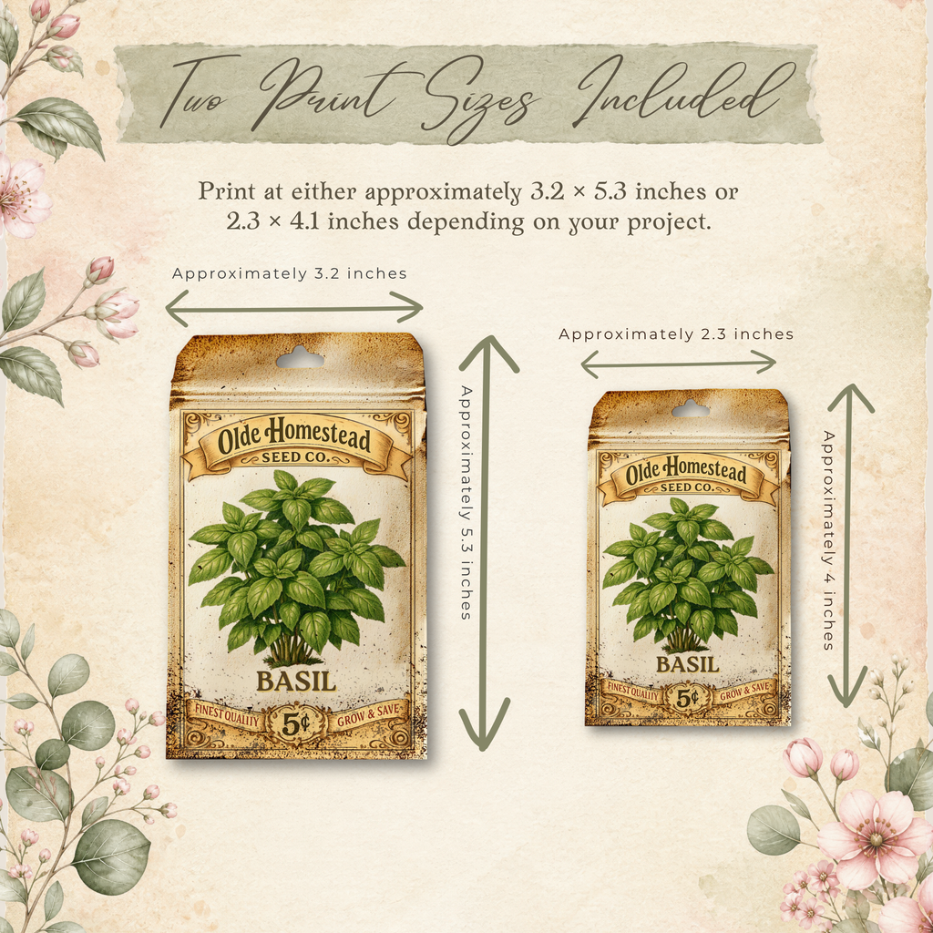 Printable - Vintage Herb Seed Packets