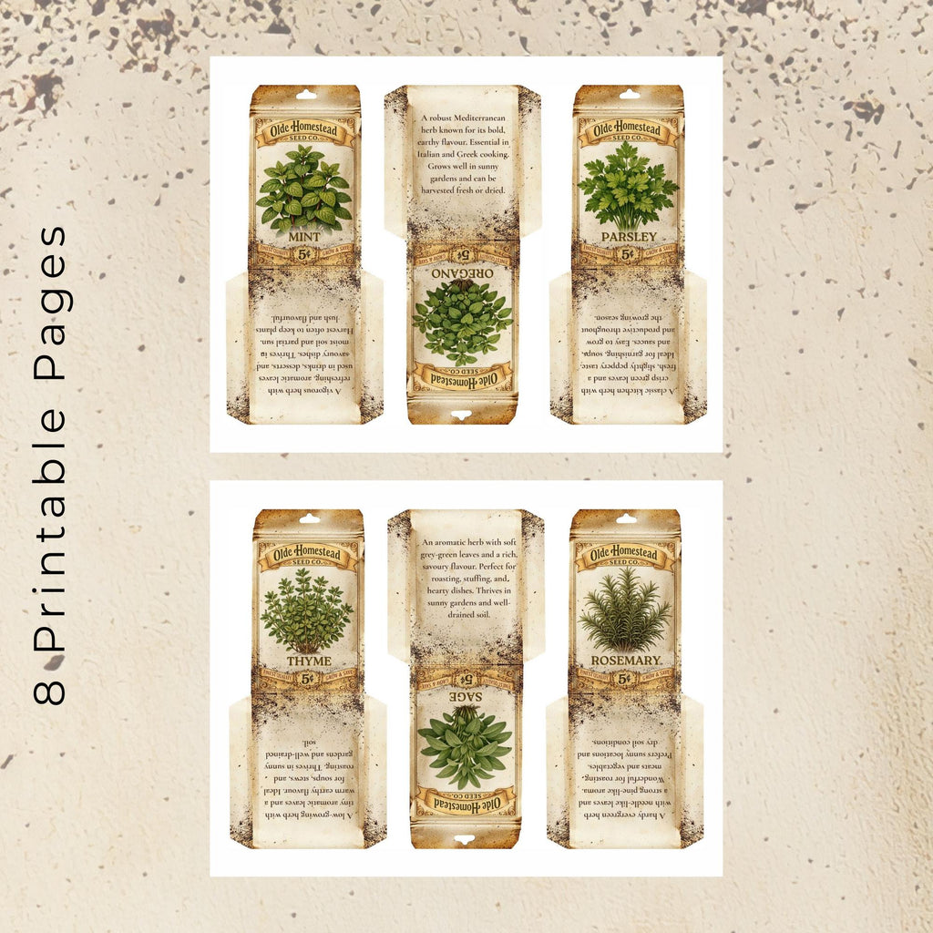Printable - Vintage Herb Seed Packets