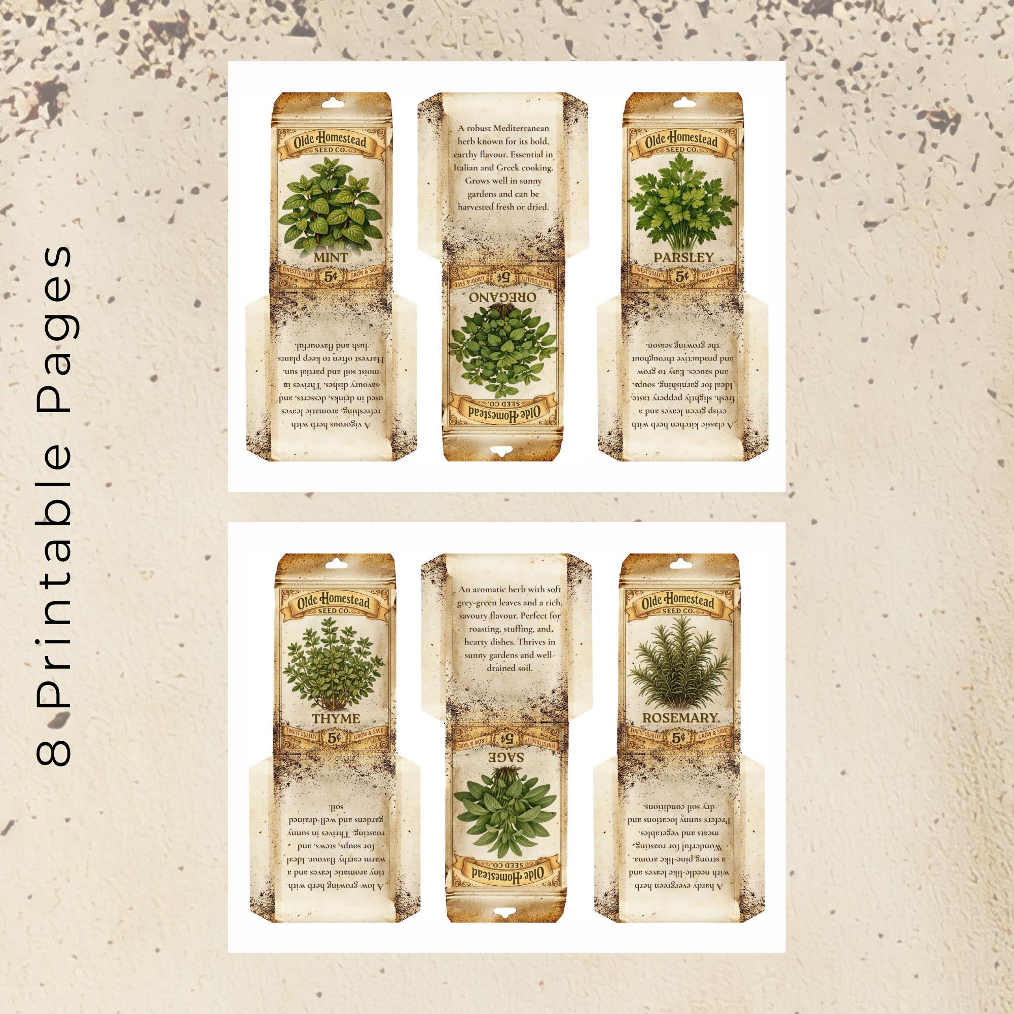 Printable - Vintage Herb Seed Packets