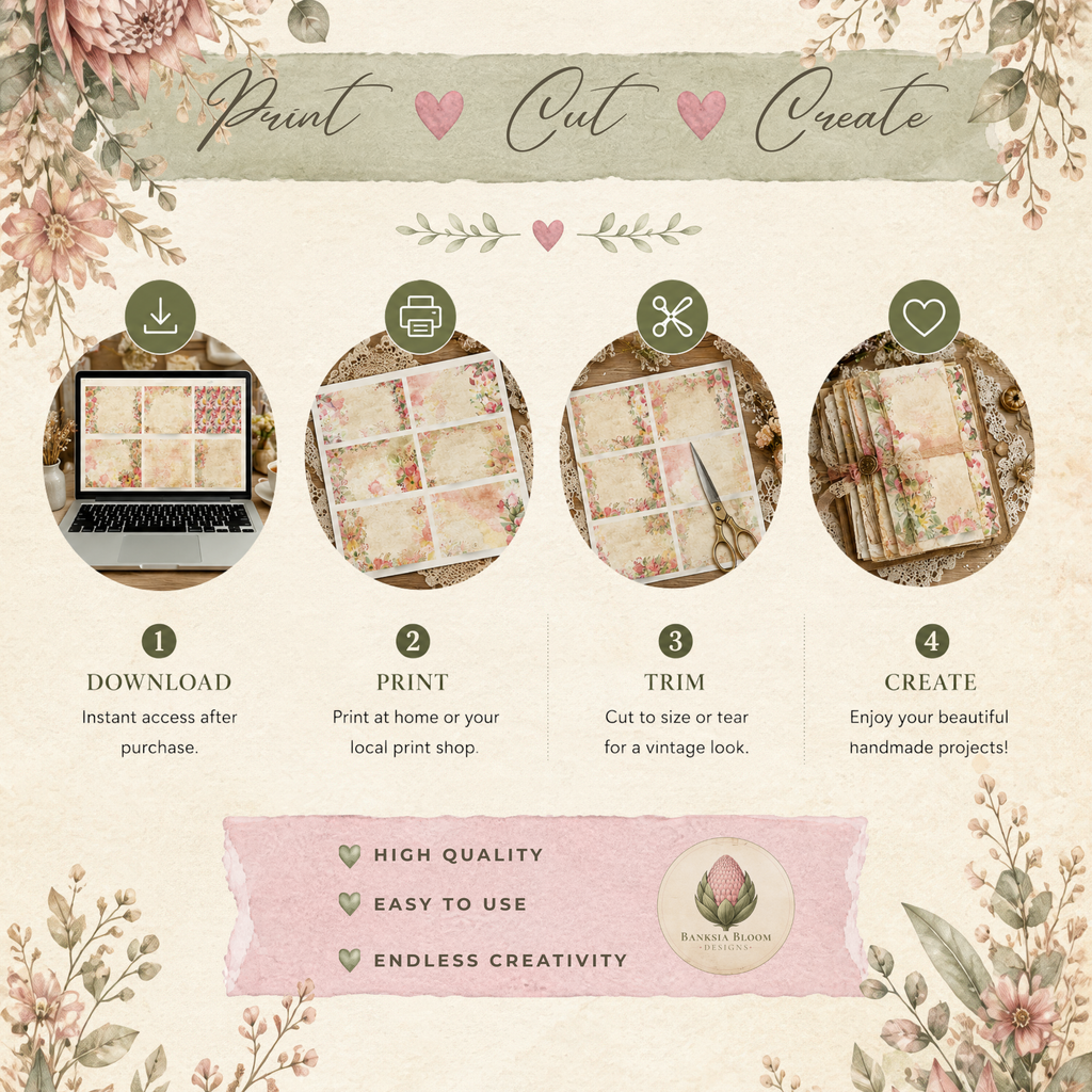Printable Journal Pages - Blush & Banksia
