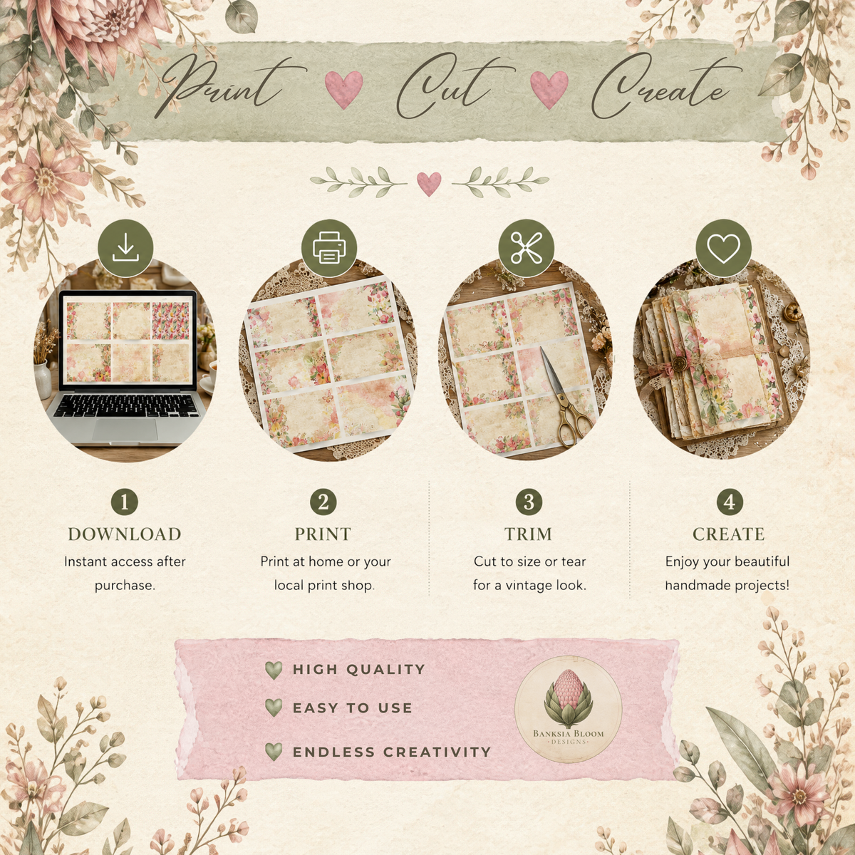 Printable Journal Pages - Blush & Banksia