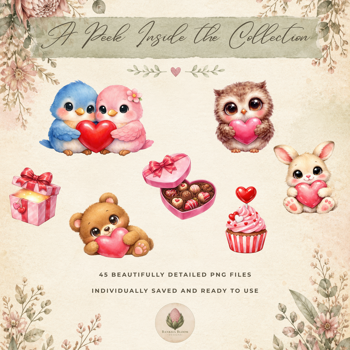 Clipart - Paws & Hearts Valentine Animals