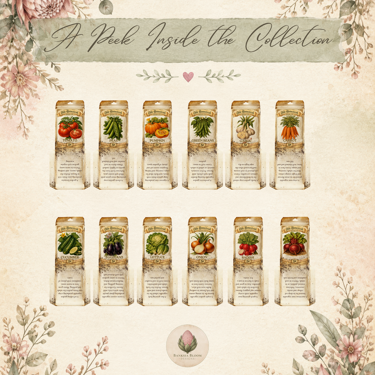 Printable - Vintage Vegetable Seed Packets