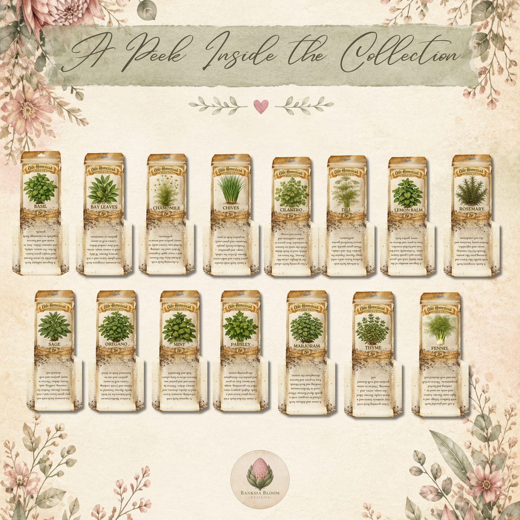 Printable - Vintage Herb Seed Packets