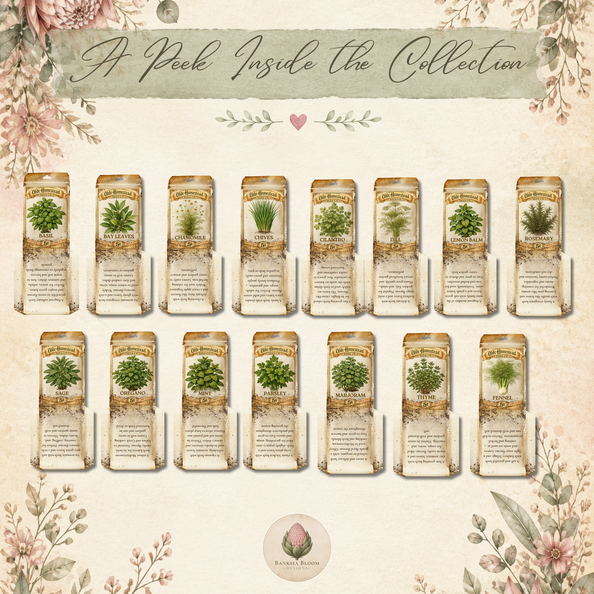 Printable - Vintage Herb Seed Packets