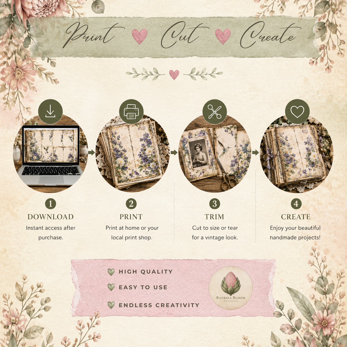 Printable Journal Pages - Hummingbird Garden