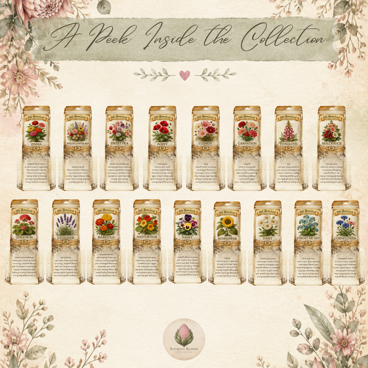Printable - Vintage Flower Seed Packets