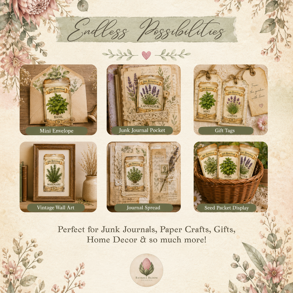 Printable - Vintage Herb Seed Packets