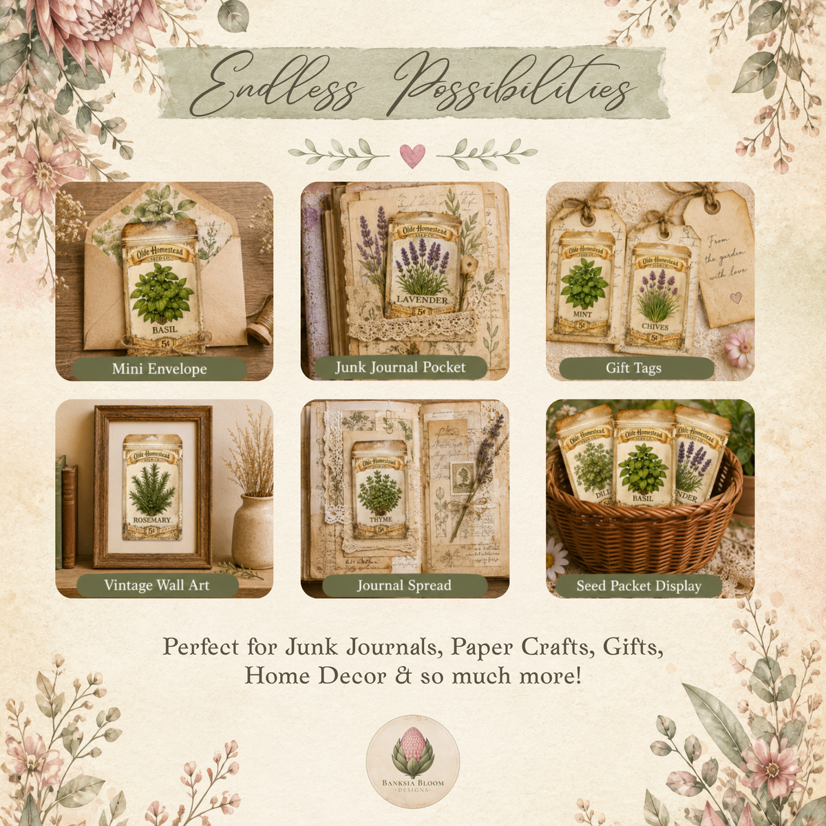Printable - Vintage Herb Seed Packets