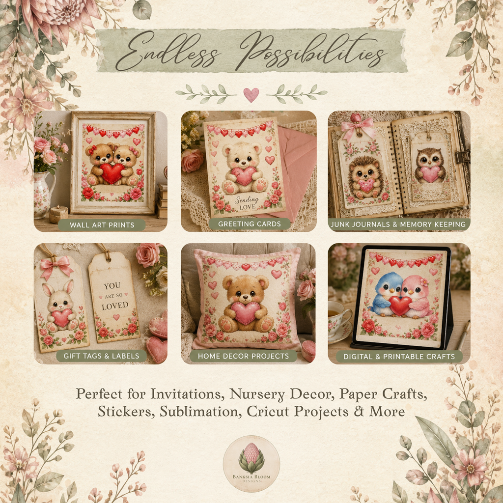 Clipart - Paws & Hearts Valentine Animals