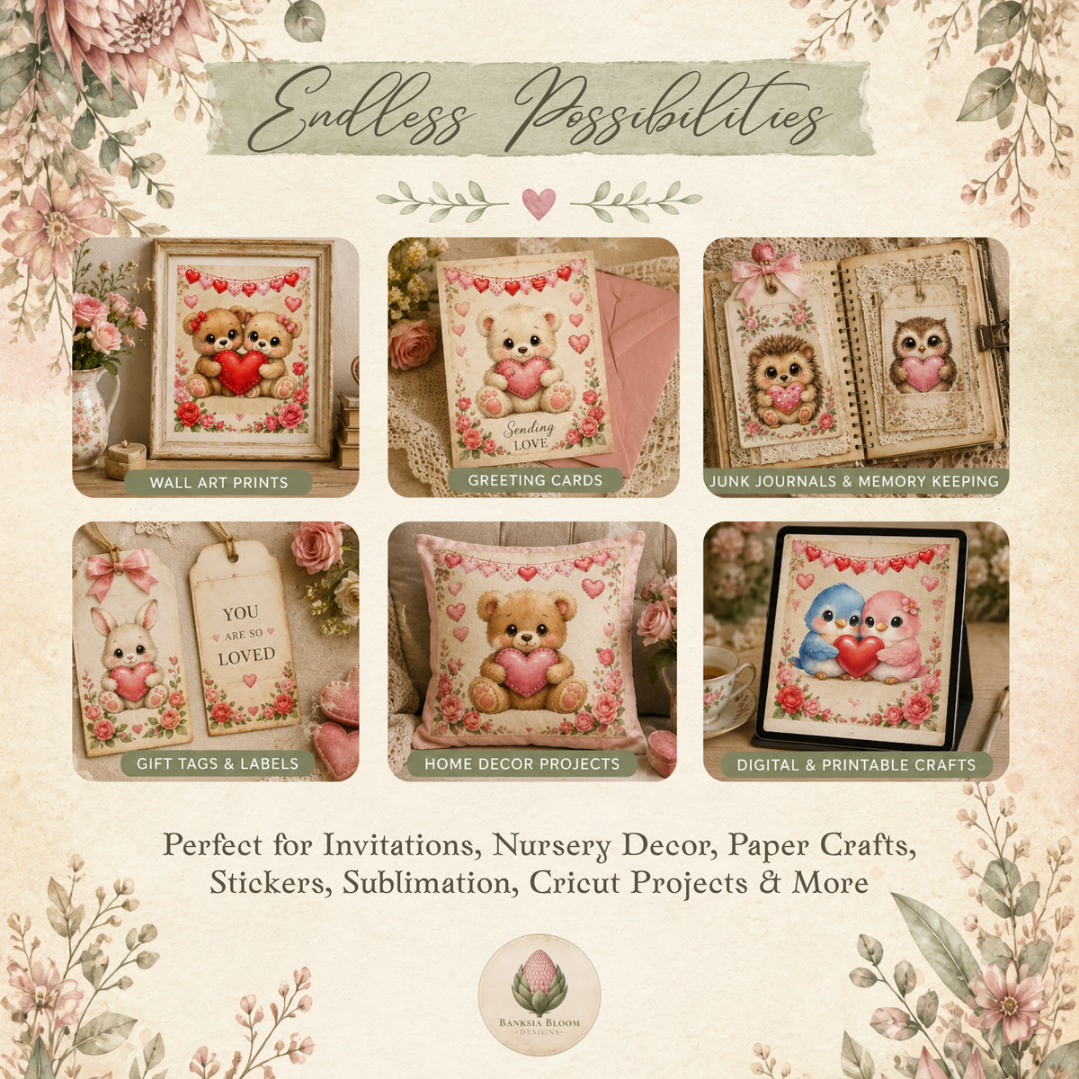 Clipart - Paws & Hearts Valentine Animals