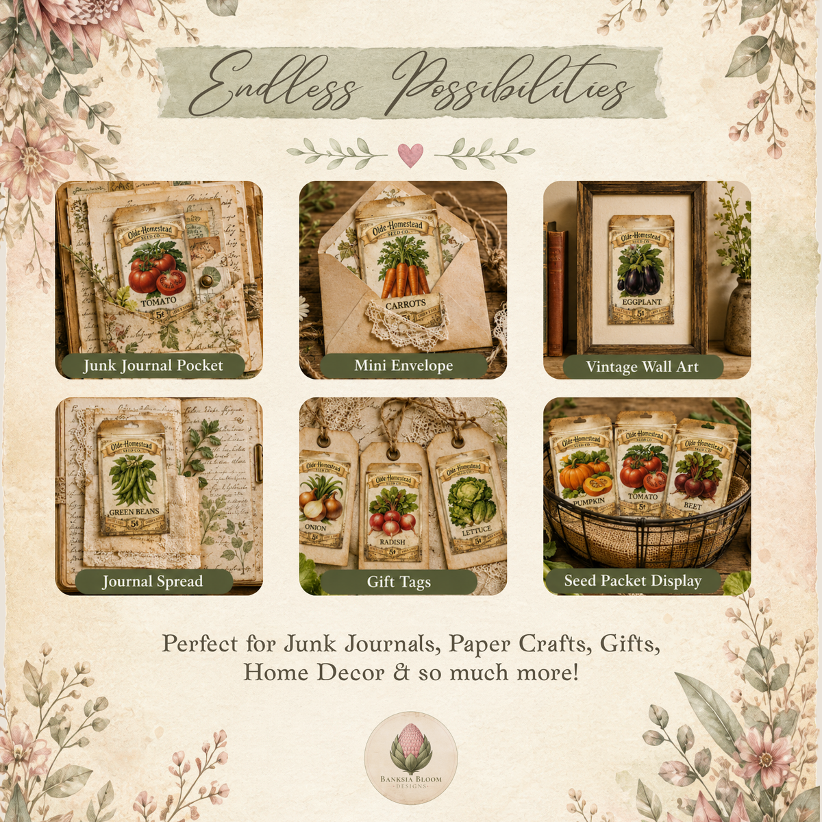 Printable - Vintage Vegetable Seed Packets