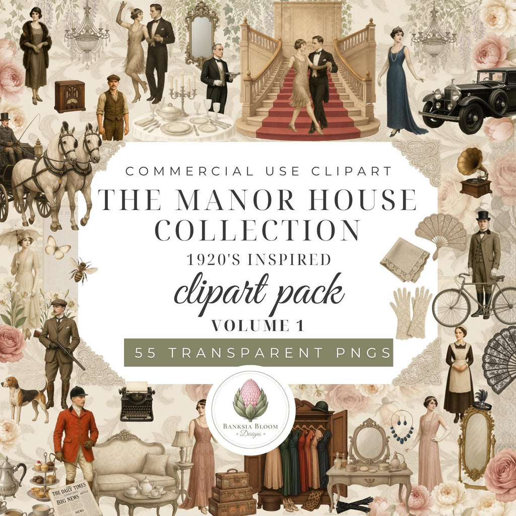 Clipart - Commercial Use PNG Bundle - 1920s Manor House Vol. 1