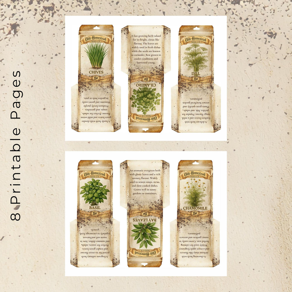 Printable - Vintage Herb Seed Packets