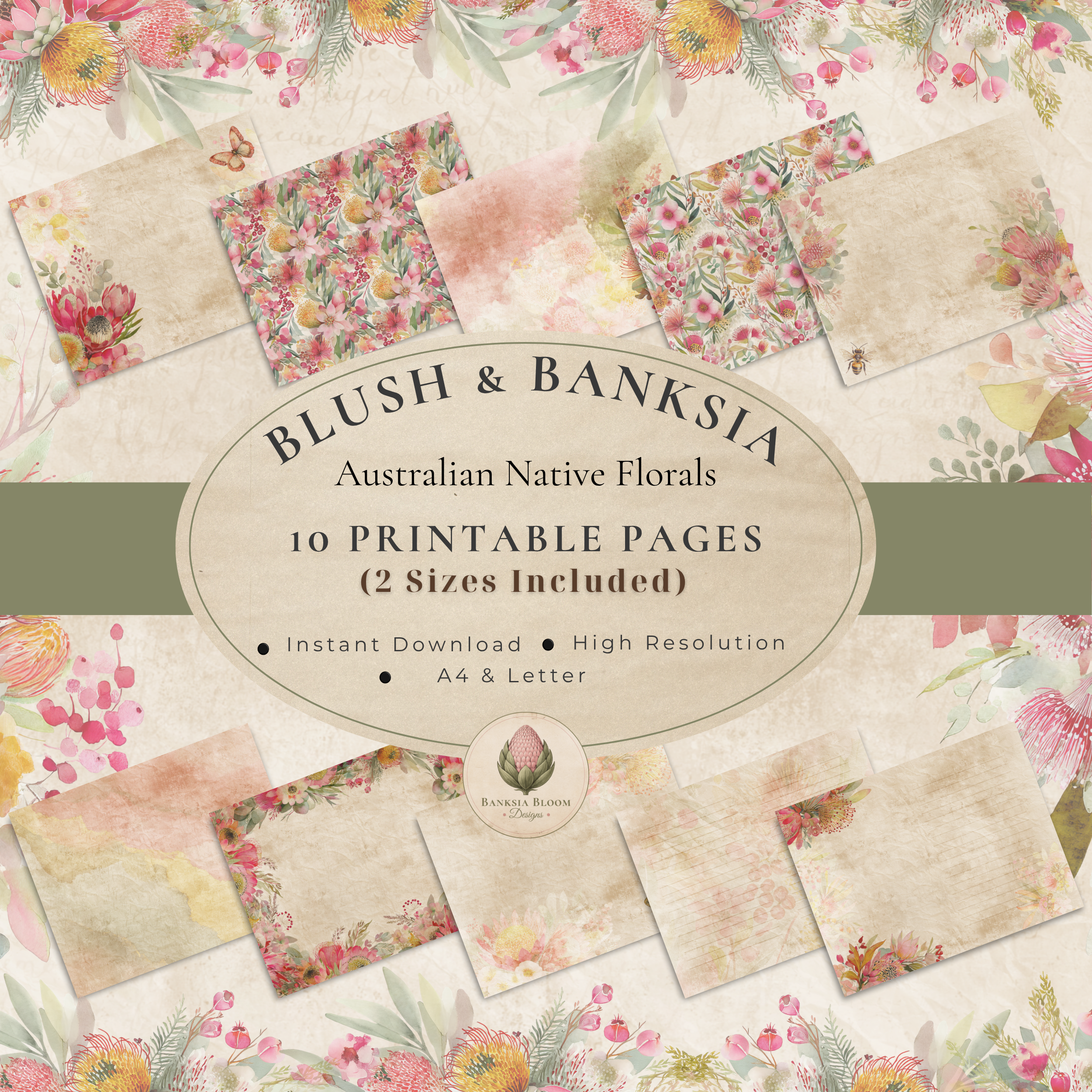 Printable Journal Pages - Blush & Banksia