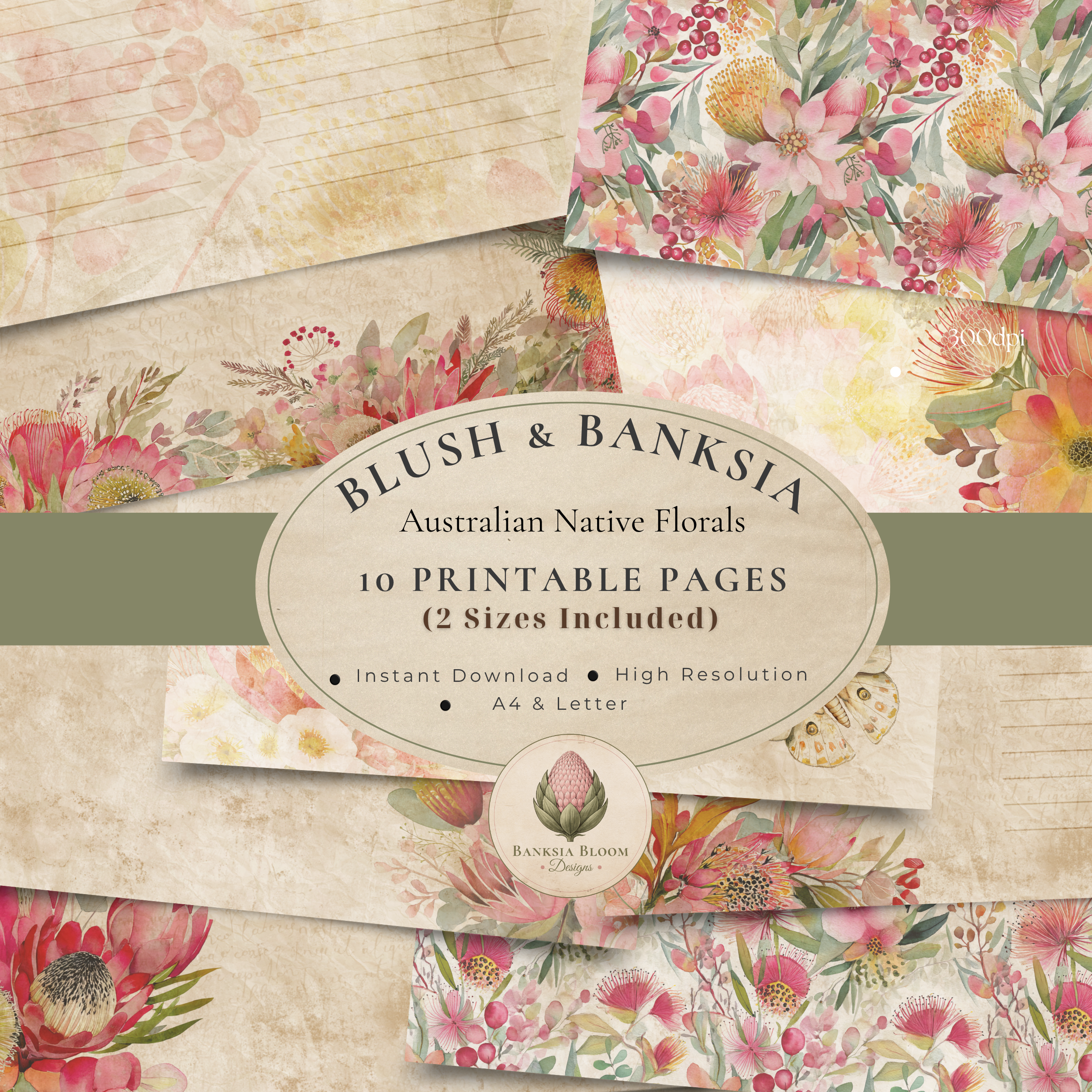 Printable Journal Pages - Blush & Banksia