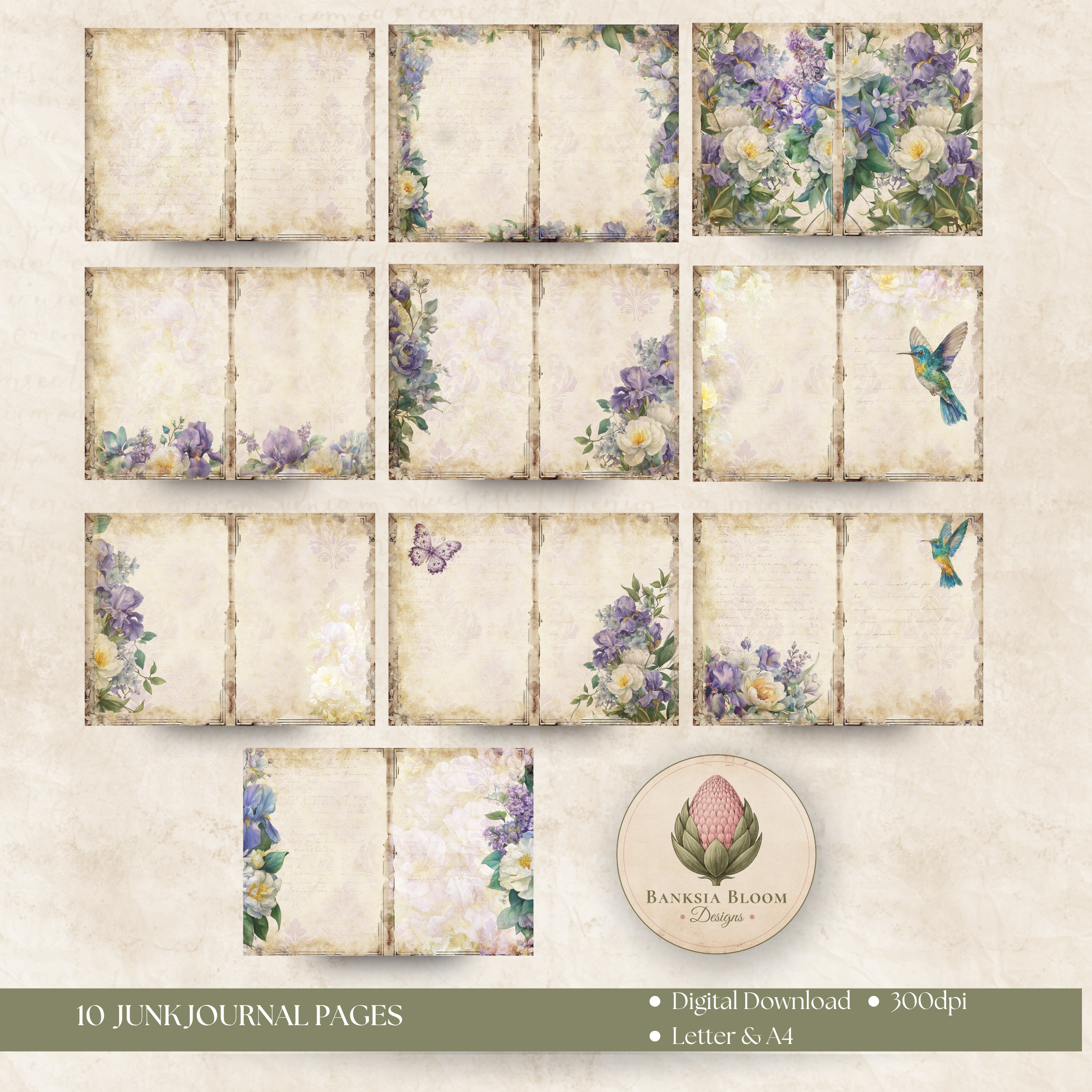 Printable Journal Pages - Hummingbird Garden