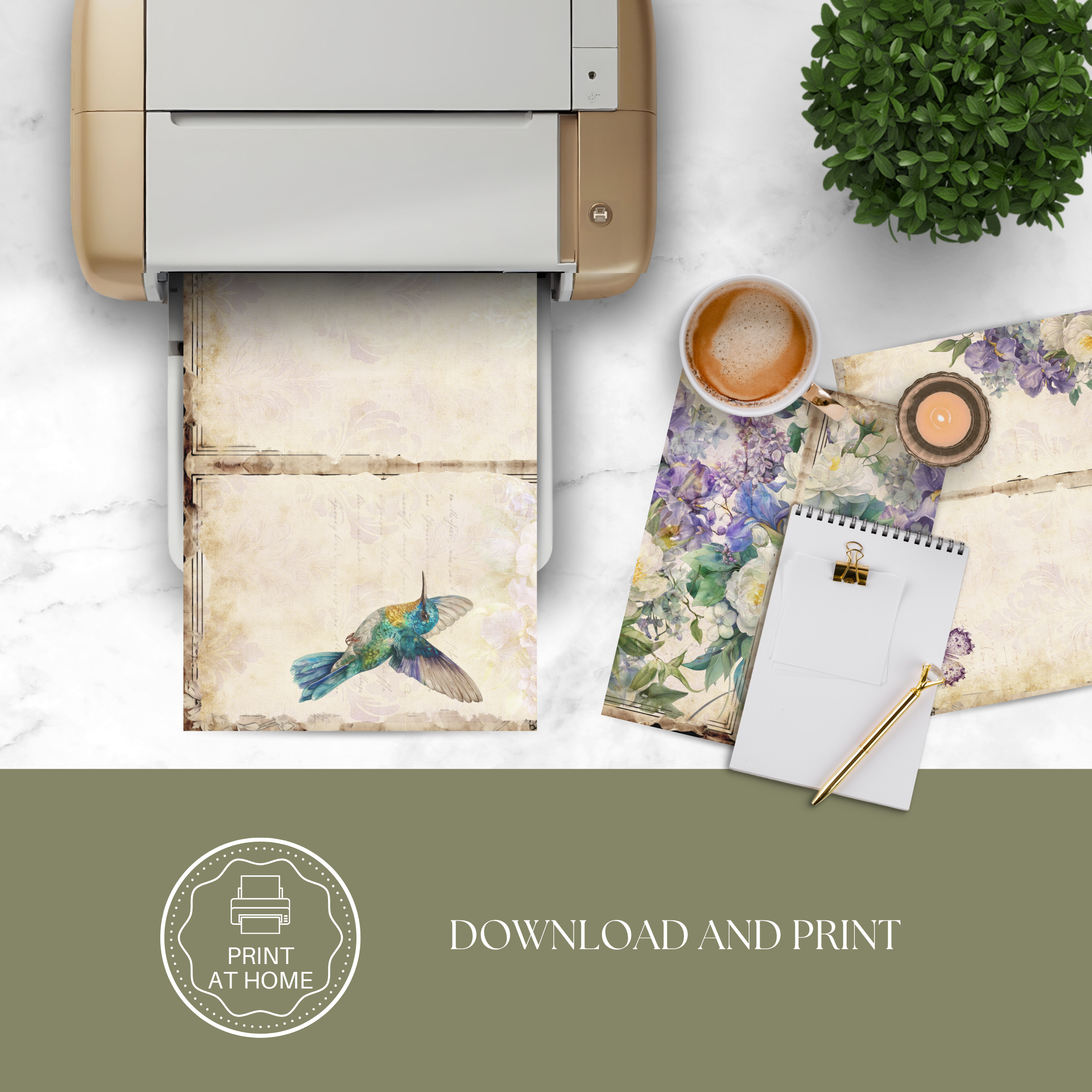 Printable Journal Pages - Hummingbird Garden