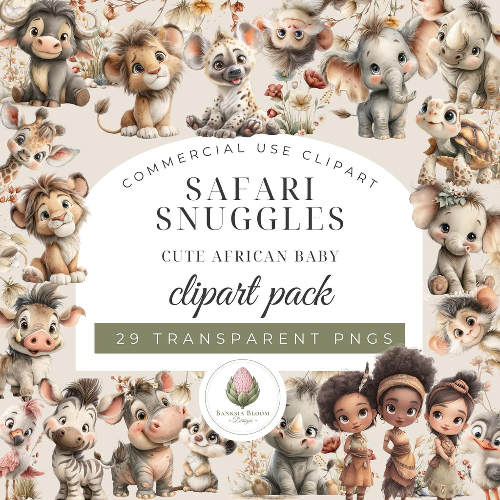 Clipart - Commercial Use PNG Bundle - Safari Snuggles