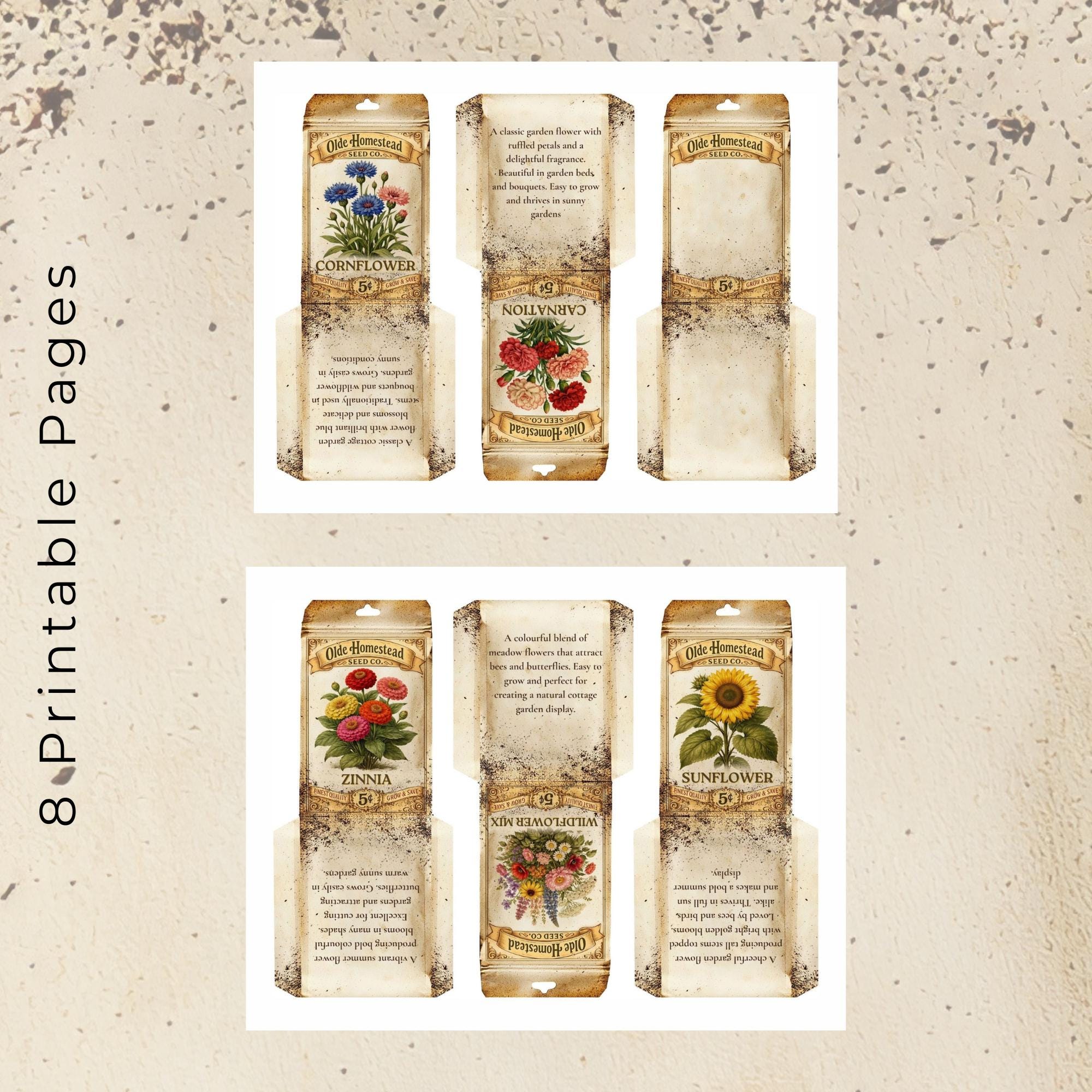 Printable - Vintage Flower Seed Packets