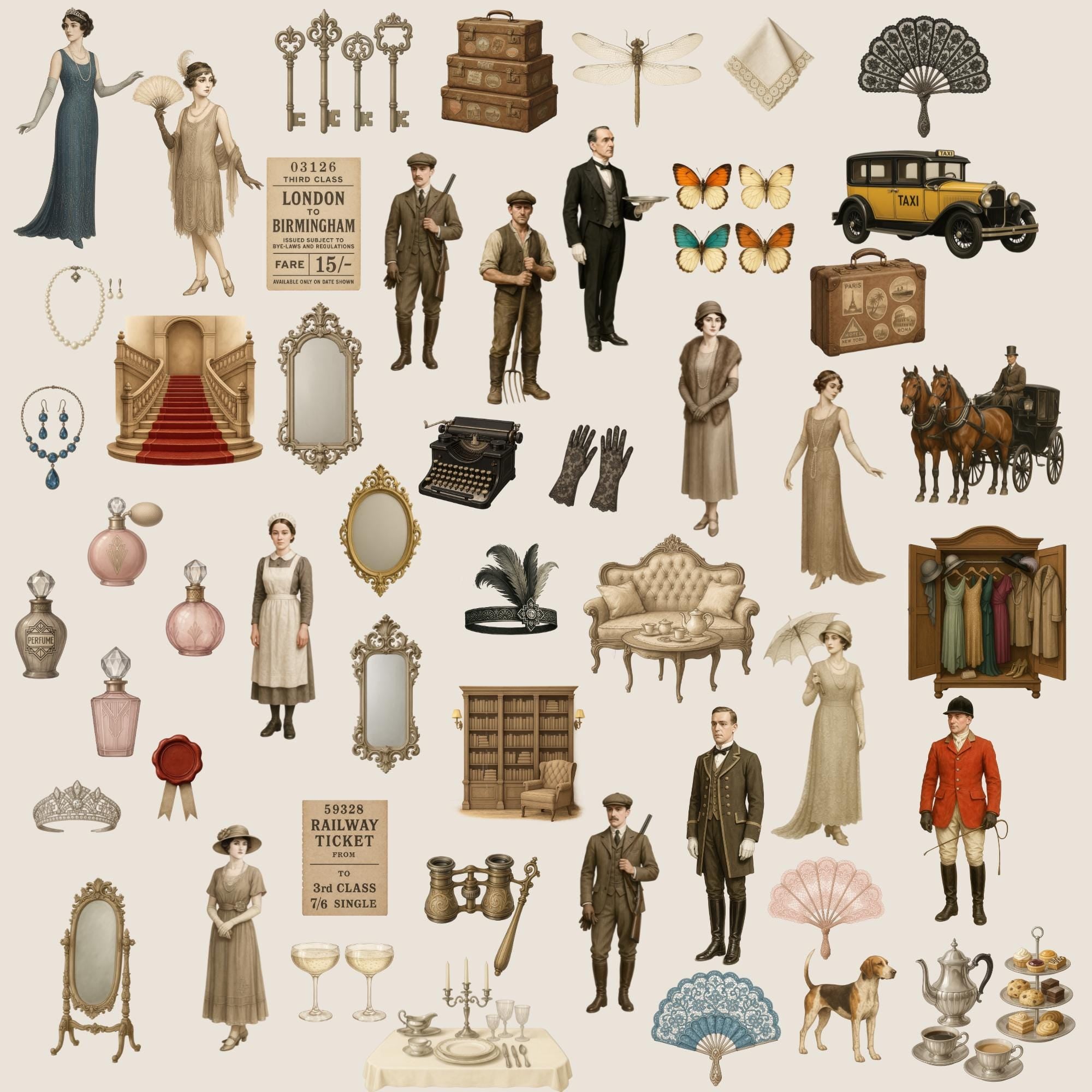 Clipart - Commercial Use PNG Bundle - 1920s Manor House Vol. 2