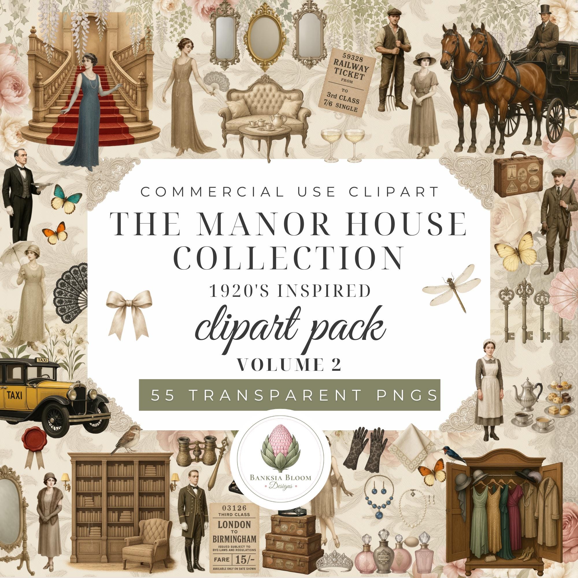 Clipart - Commercial Use PNG Bundle - 1920s Manor House Vol. 2