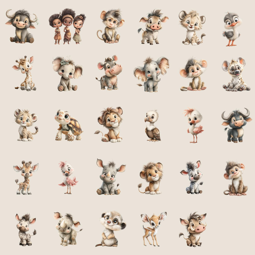 Clipart - Commercial Use PNG Bundle - Safari Snuggles