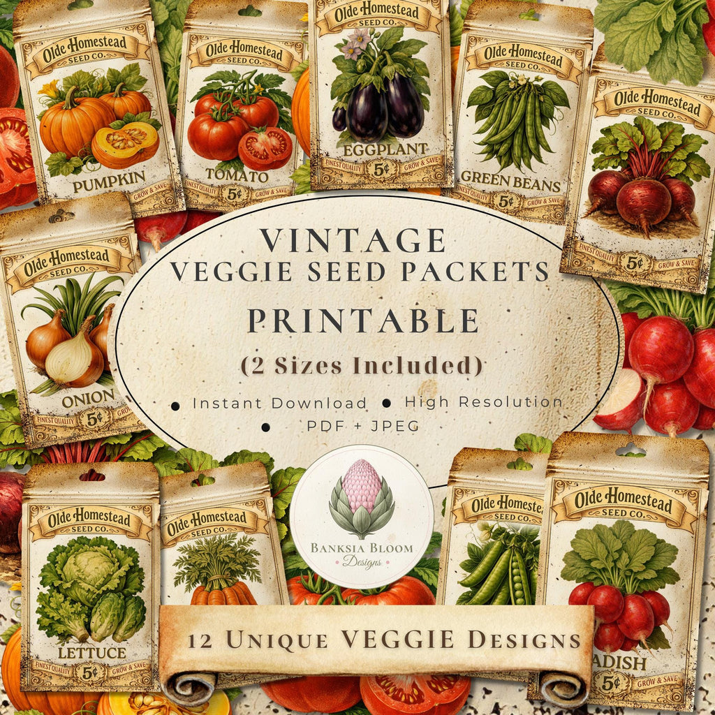 Printable - Vintage Vegetable Seed Packets